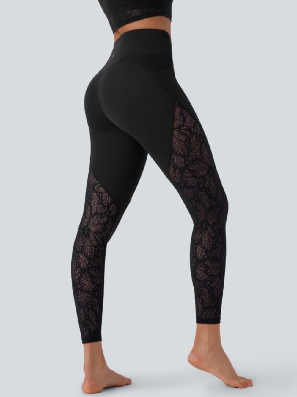 💕HALARA Black Lace-Panel High-Waist Leggings💕